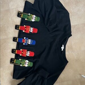 Black Crop Top with Nutcracker Design